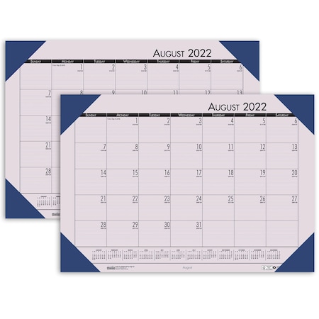 Academic Ecotones Calendar Desk Pad, Orchid Paper/Cordovan Holder, 2PK